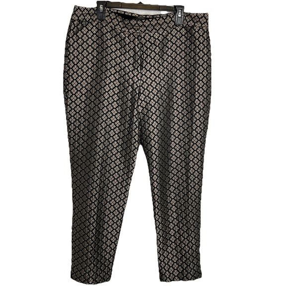 Talbots Signature 16 Dress Pants platinum floral printed black gold Holiday‎ EUC - Picture 2 of 8